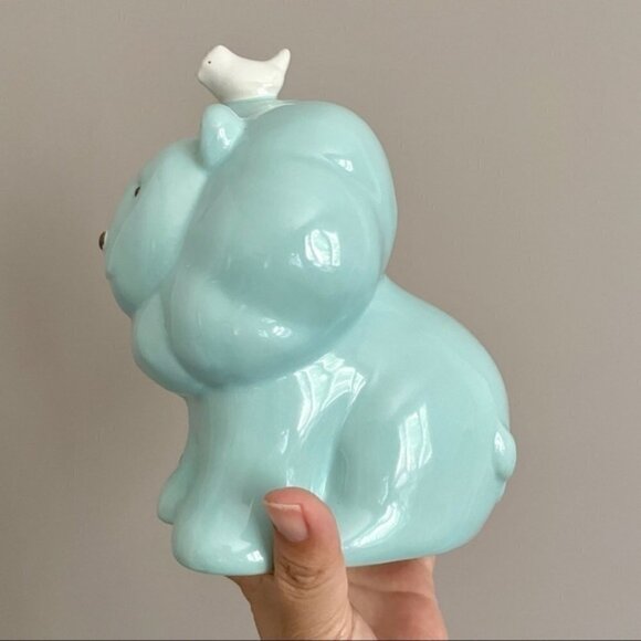 Pottery Barn Kids PBK Baby Blue Ceramic Lion Coin Bank - Picture 4 of 9